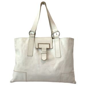 Falor White Italian Leather Handbag Tote Dual Handle Shoulder Bag
